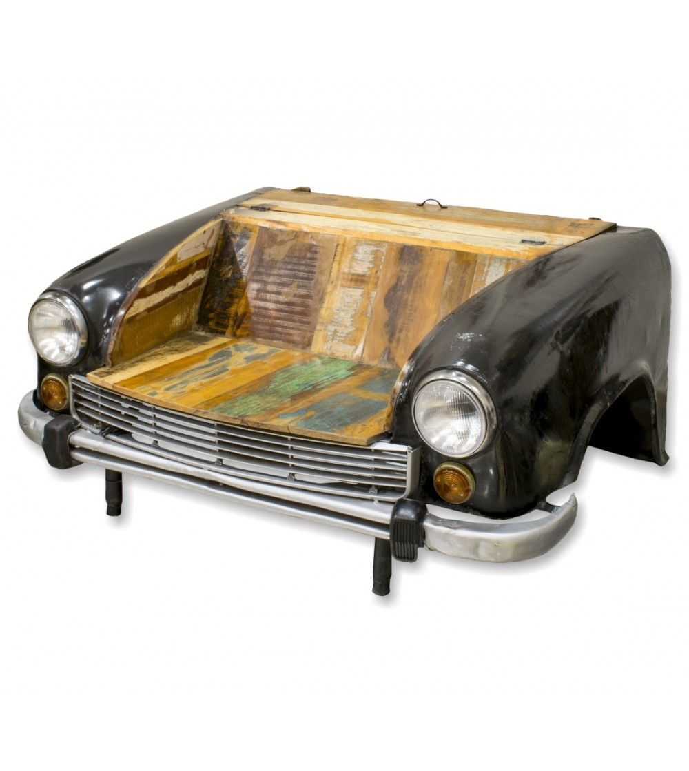 Sofá coche negro vintage con luces y mueble - Eventos Motor