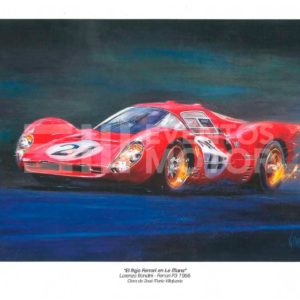 ilustracion Ferrari clasico en Le Mans ans