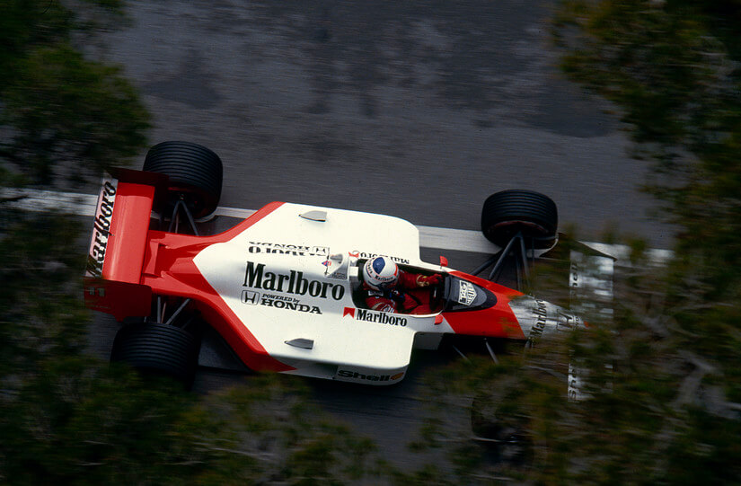 Alain Prost en el Gran Premio de Mónaco de Fórmula 1