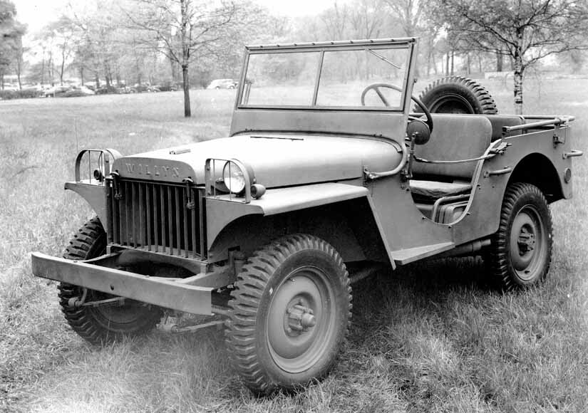 Jeep Willys blanco y negro
